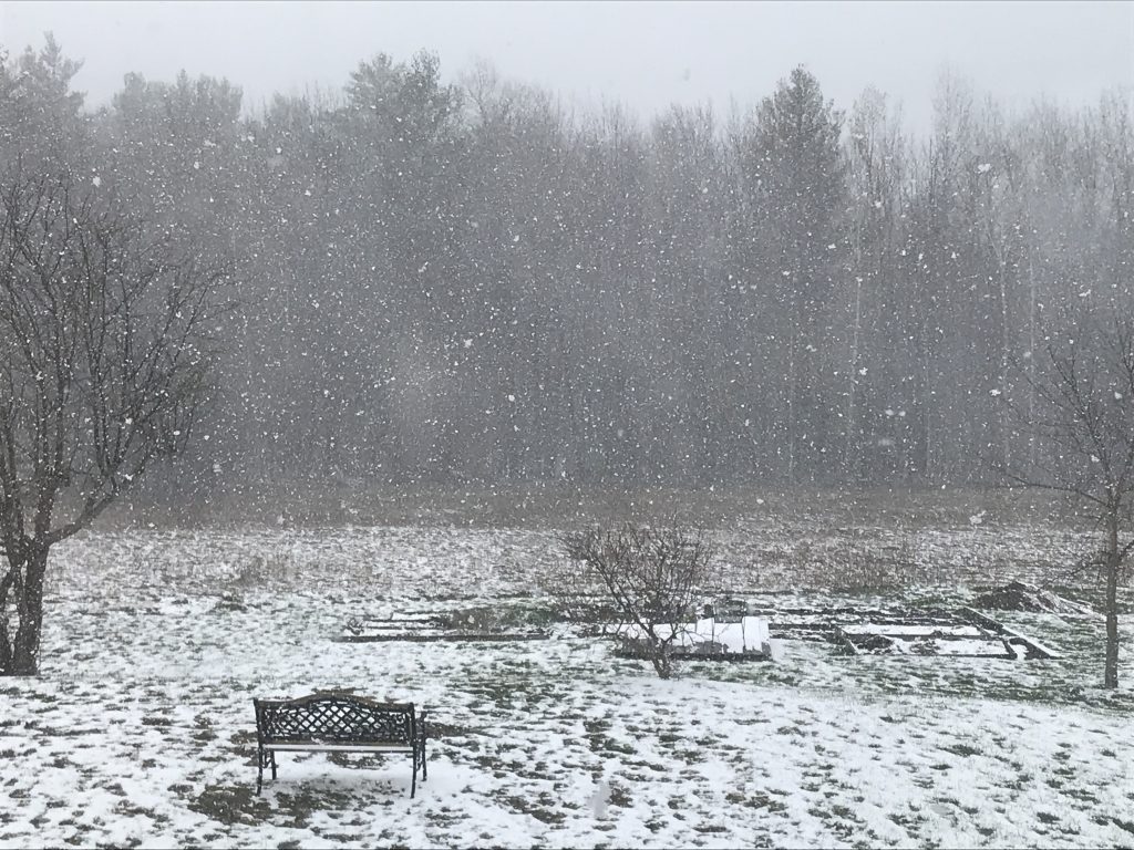 Snow on Earth Day at Wonderwell Mountain Refuge